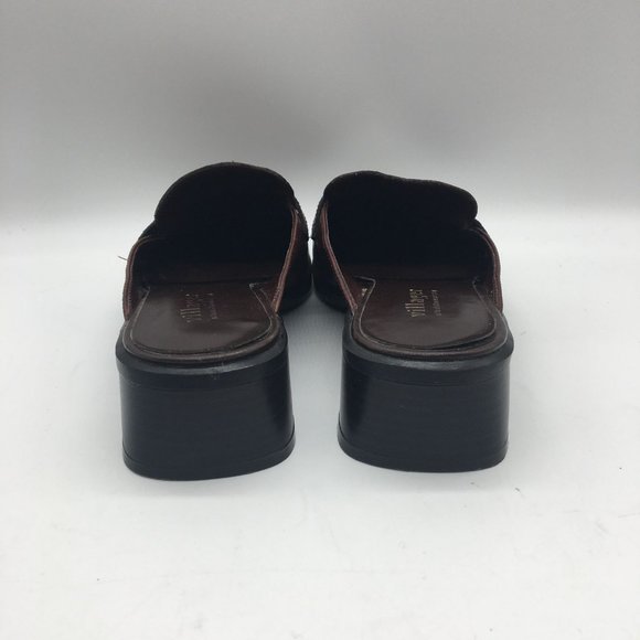 LIZ CLAIBORNE VILLAGER Slides Mules Leather 7.5 Charity Brown Textured Heel - Picture 6 of 8